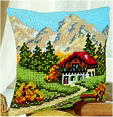 Mountain Scene Chunky Cross Stitch Cushion Front Kit Vervaco NEW